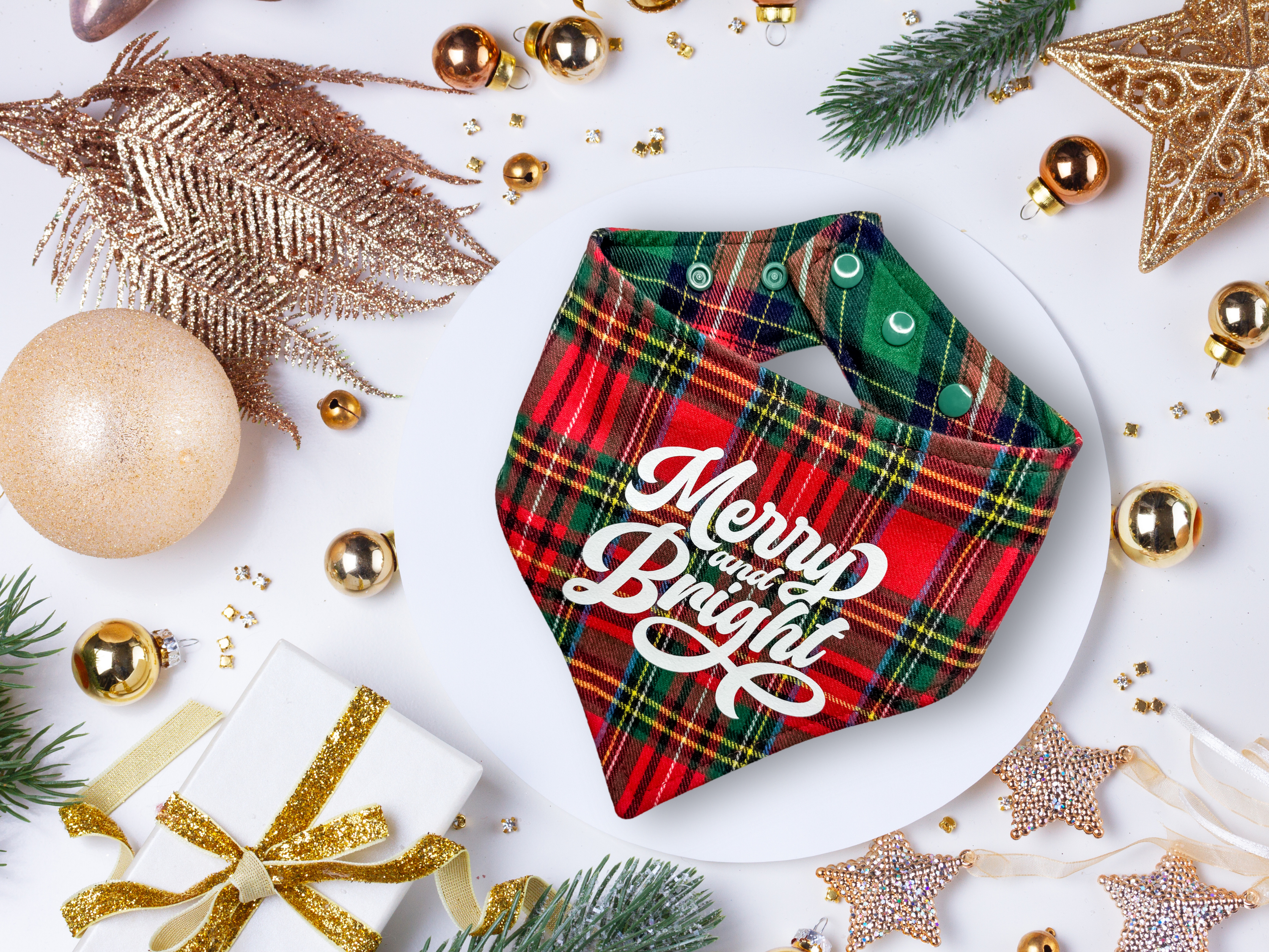 "Merry and Bright" Reversible Dog Bandana