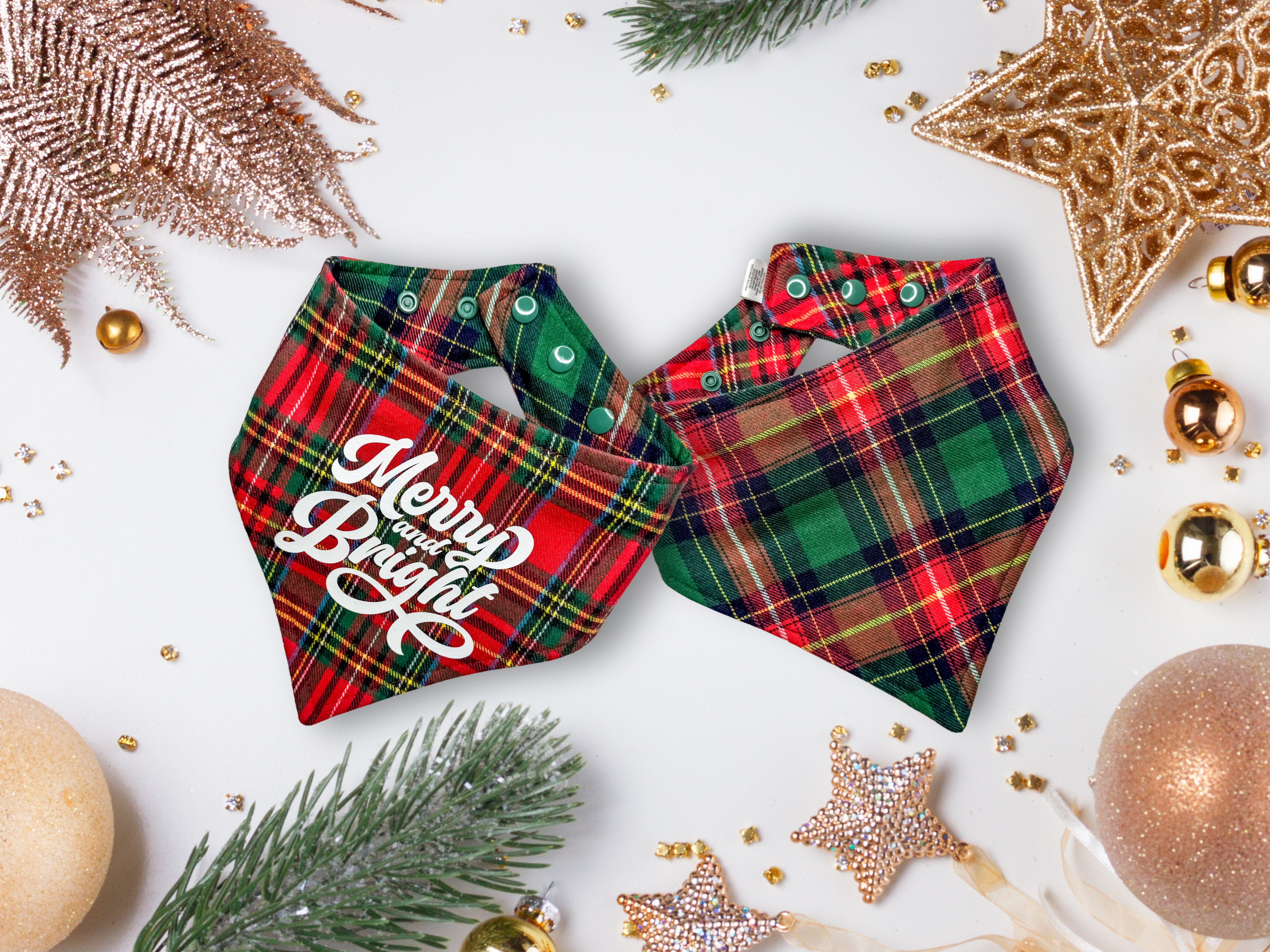 "Merry and Bright" Reversible Dog Bandana