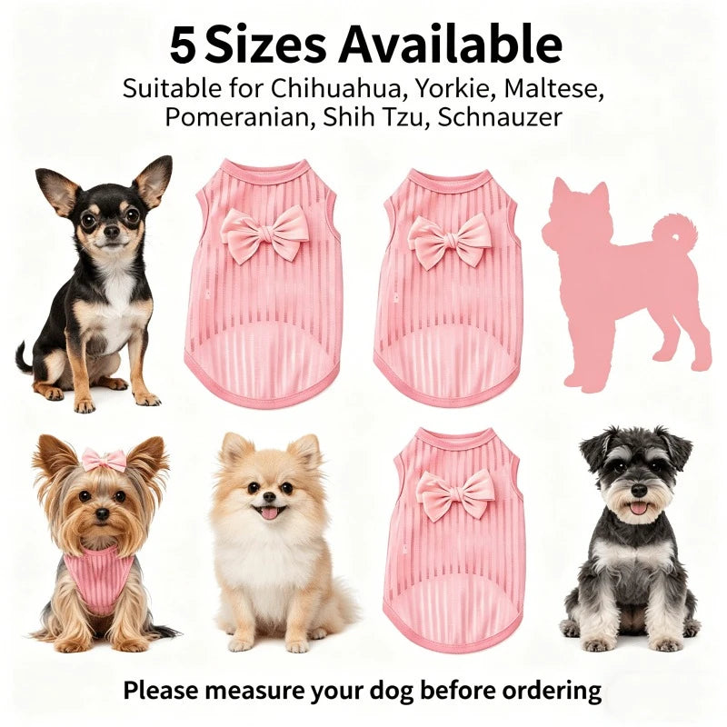 Cute Bow Dog Vest Dog Clothes Puppy Pullover Summer Pet Clothes Breathable Two-Legged Clothes Solid Color Cat Pet Products