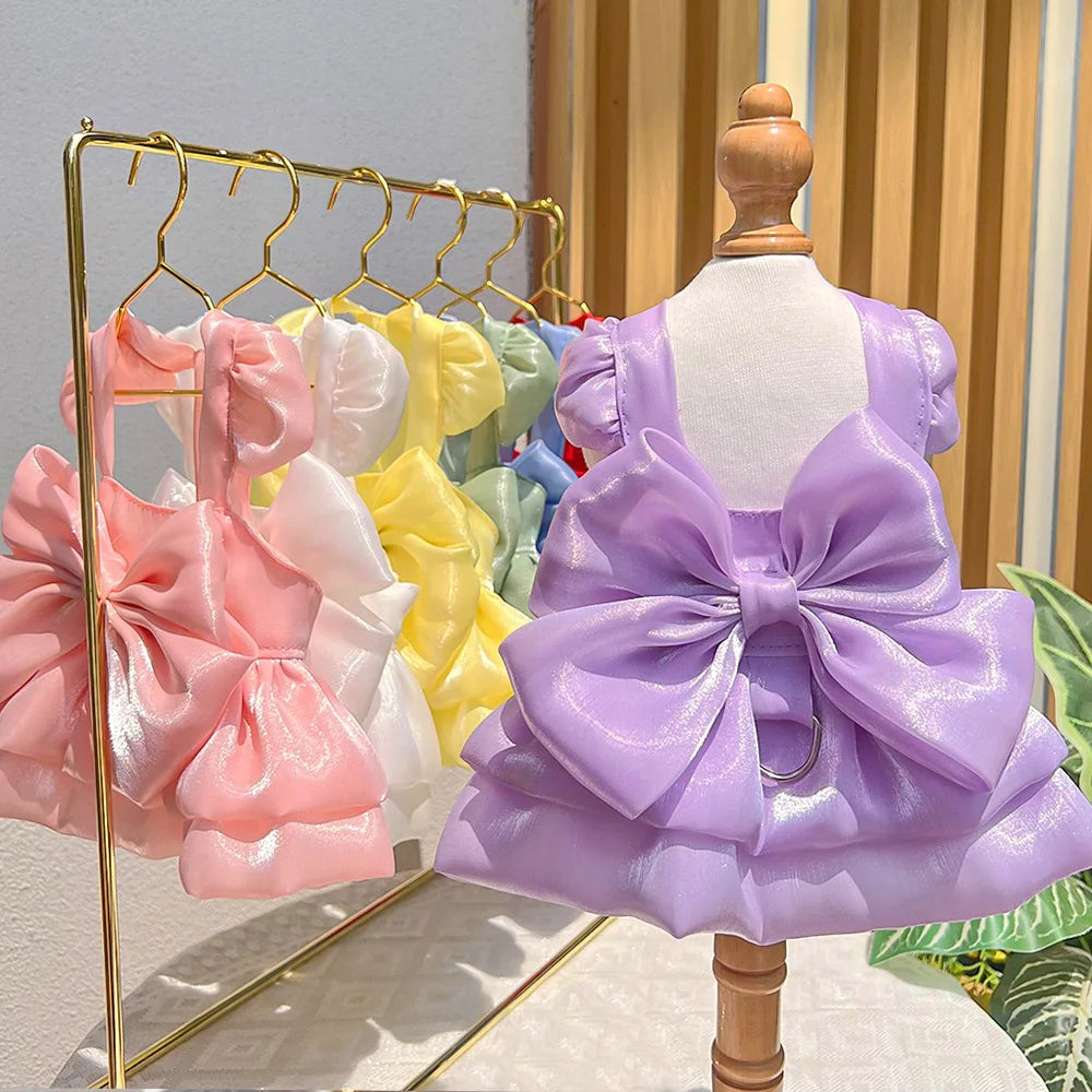 Pet Princess Tutu Wedding & Party Dress with Harness & Leash – Formal Gown for Small Dogs & Cats