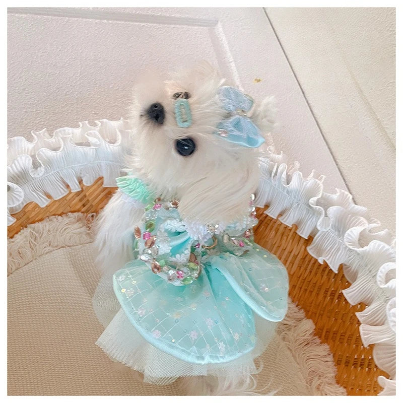 Pet Big Bow Princess Dress Summer Yorkshire Teddy Vest Dress Dog Clothes for Small Dogs Puppy Clothing