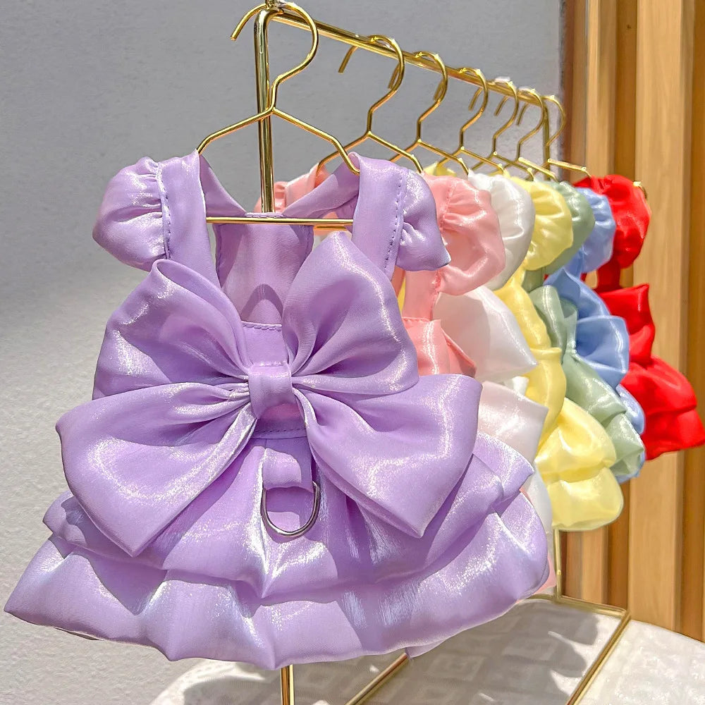 Pet Princess Tutu Wedding & Party Dress with Harness & Leash – Formal Gown for Small Dogs & Cats