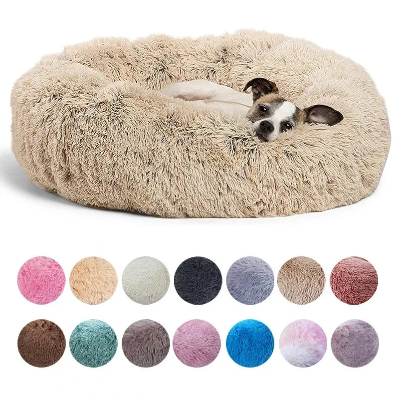 Super Soft Round Plush Pet Bed – 6 Sizes 40–90cm for Cats, Small, Medium & Large Dogs