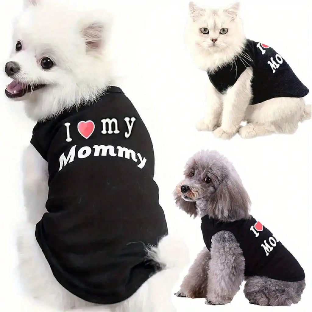 "I Love My Daddy" & "I Love My Mommy" Dog Vest – Summer Sleeveless Puppy T-Shirt