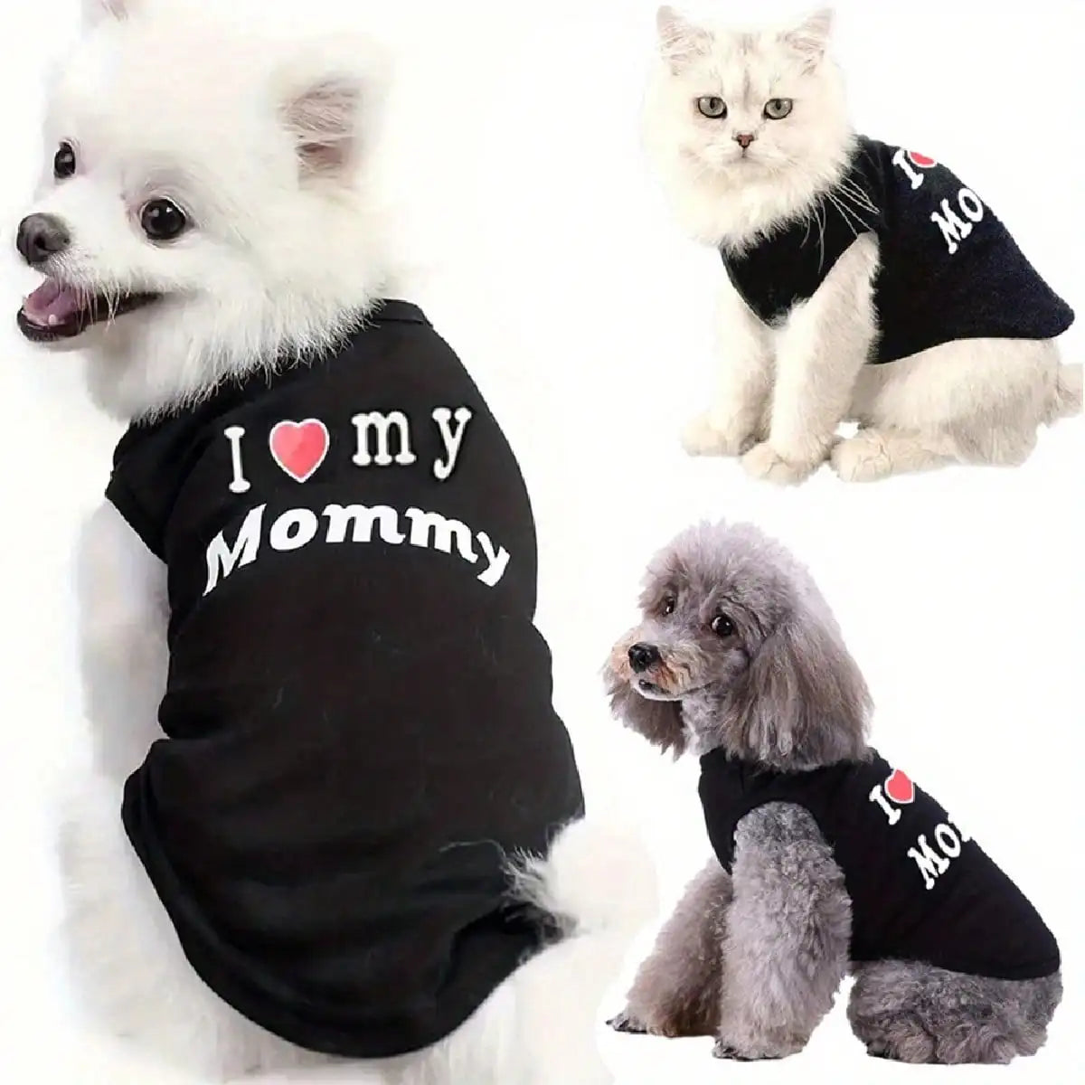 "I Love My Daddy" & "I Love My Mommy" Dog Vest – Summer Sleeveless Puppy T-Shirt