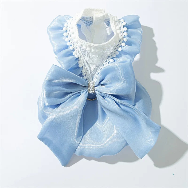Princess Tutu Dress for Dogs & Cats – Lace Bowknot Patchwork Pet Dress