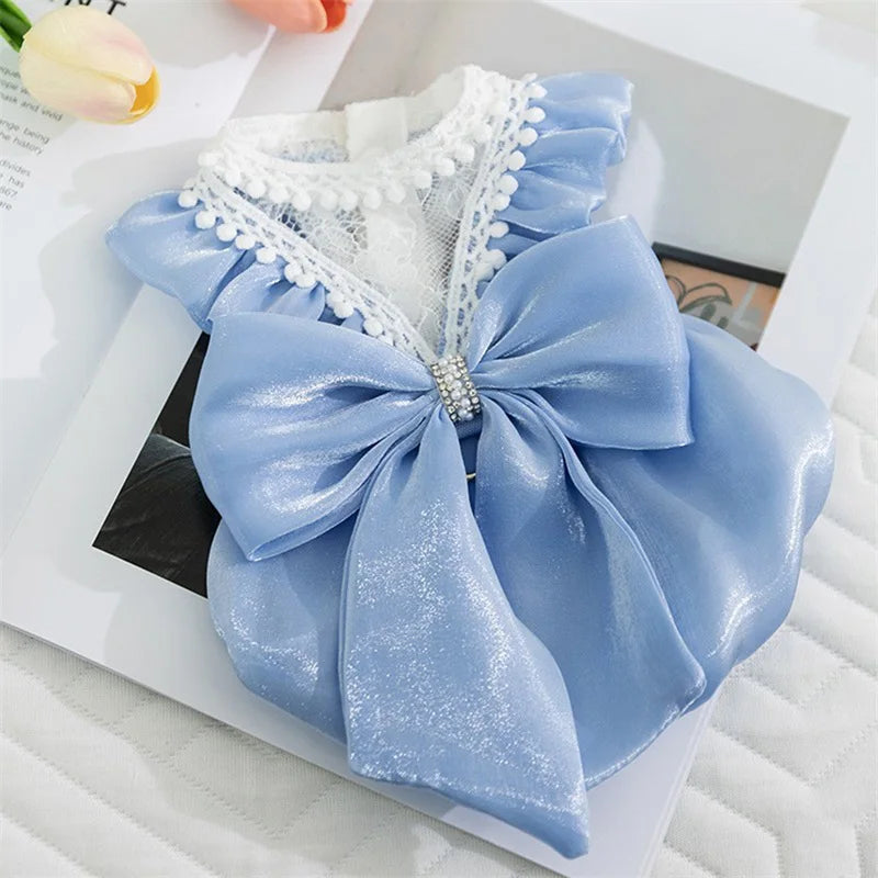 Princess Tutu Dress for Dogs & Cats – Lace Bowknot Patchwork Pet Dress