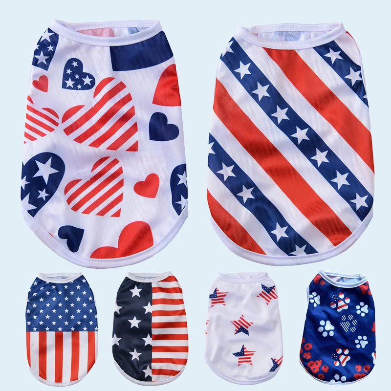 4th of July Dog Vest – Breathable Patriotic Pet Shirt for Dogs & Cats