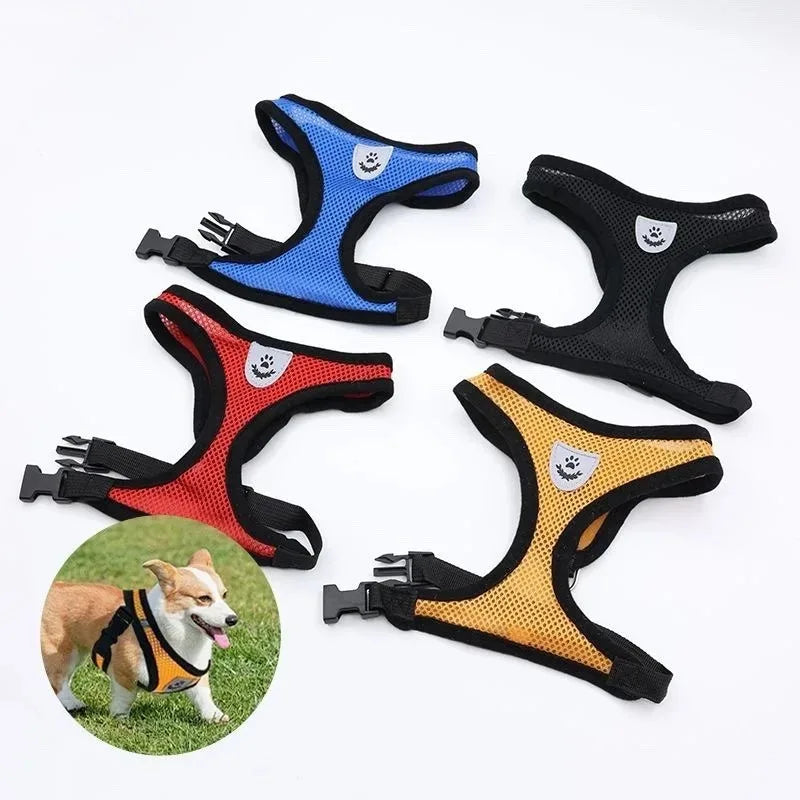 Adjustable Mesh Vest Harness & Leash Set for Cats & Small Dogs – Escape-Proof, Reflective, S-L