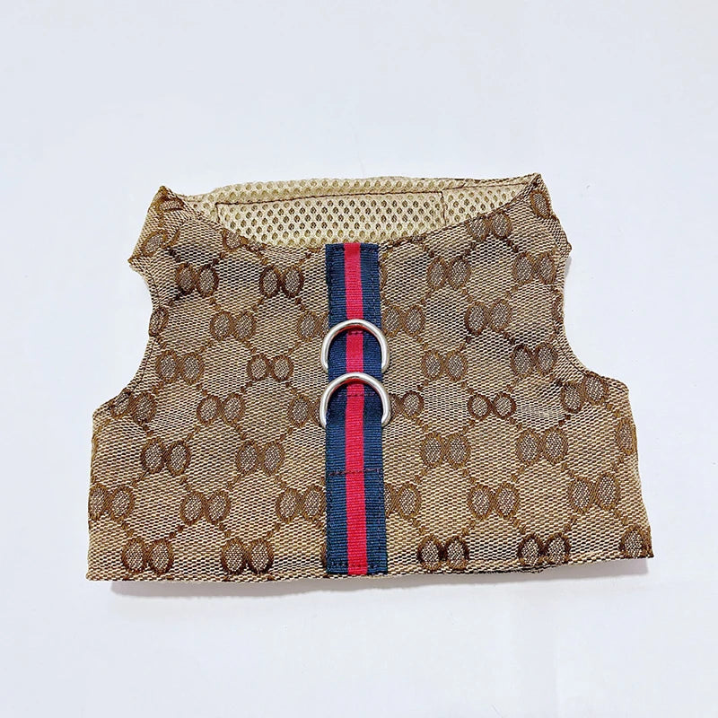 Designer Pet Couple Outfit – Luxury Dress for Girl Dogs & Vest Harness with Leash for Boy Dogs