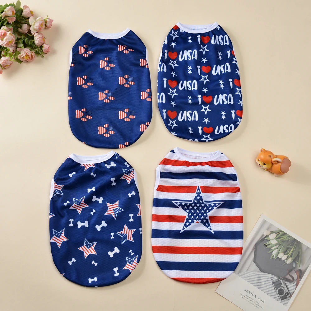 Patriotic Dog Vest – Cool Breathable Summer Shirt for Dogs & Cats
