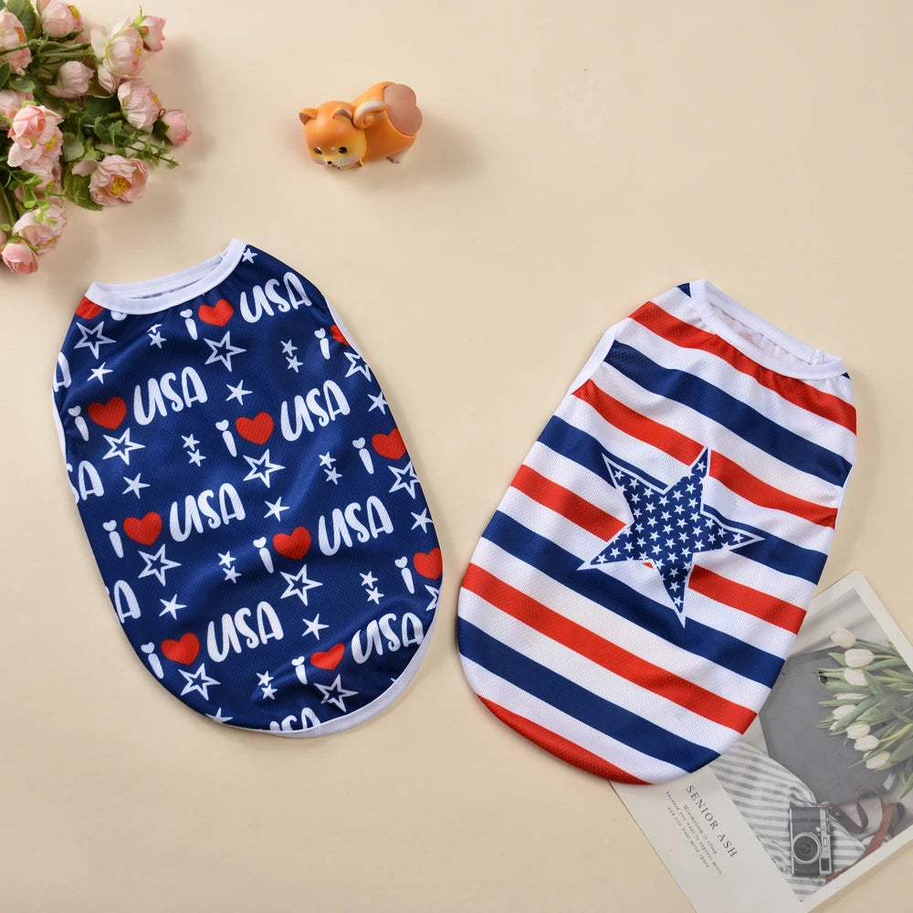 Patriotic Dog Vest – Cool Breathable Summer Shirt for Dogs & Cats