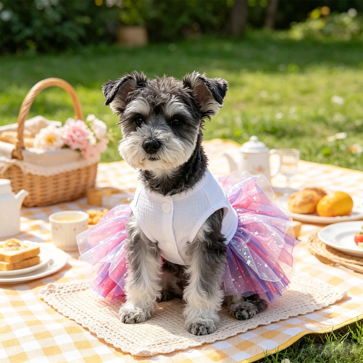 4th of July Patriotic Tutu Dress, Summer Pet Outfit for Small Dogs Cats, Fit for Teddy Bichon Pomeranian Yorkshire Maltese